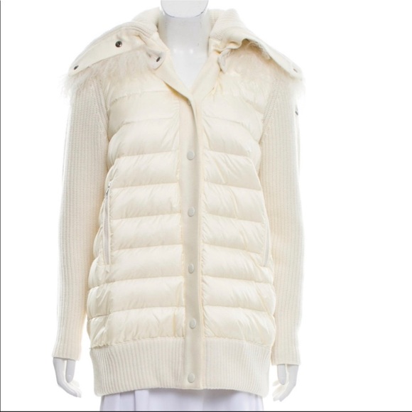Moncler Tibetan lamb ivory scarf w snaps- NWT. - Picture 7 of 7